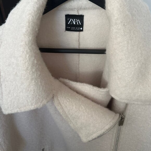 Zara off-white Boucle biker jacket, size: M - Picture 4 of 6